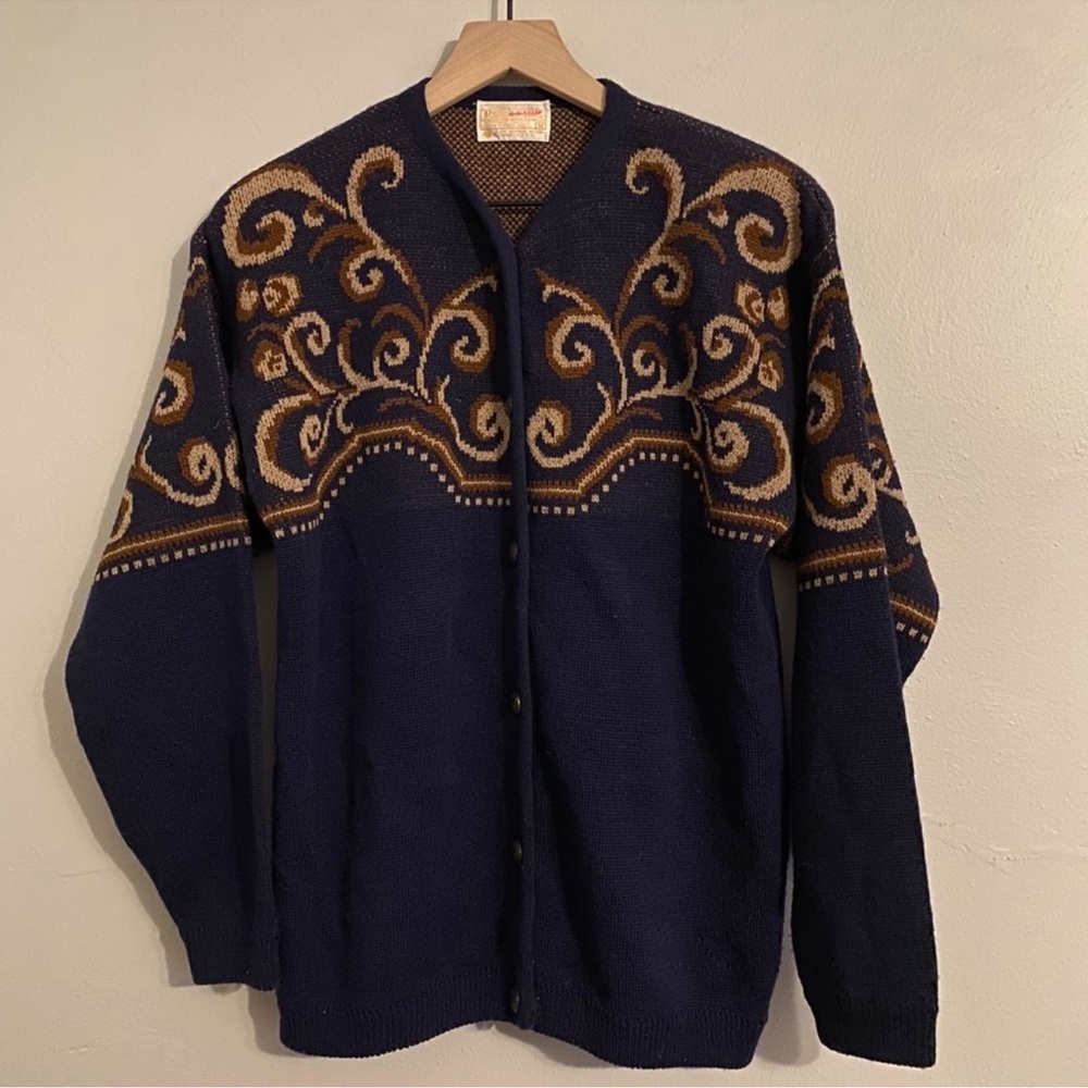 Vintage Pendelton Wool Swirl Long Sleeve Cardigan SIZE MEDIUM